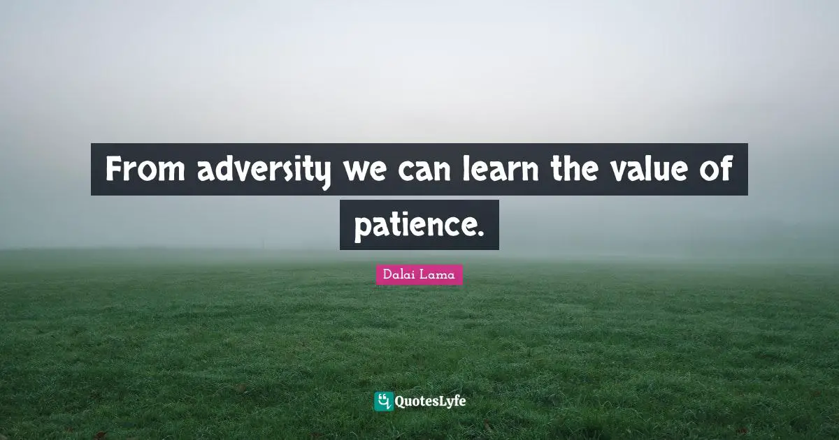 From adversity we can learn the value of patience.
