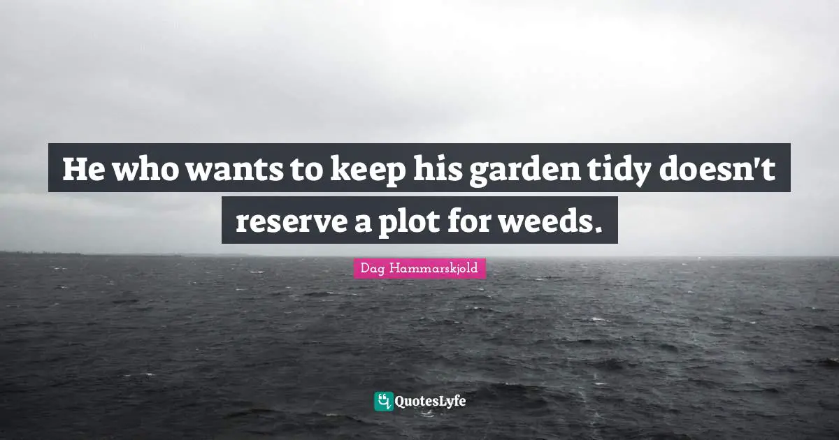 He who wants to keep his garden tidy doesn't reserve a plot for weeds.