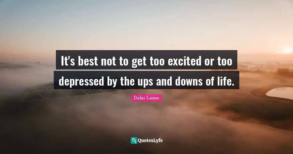 Ups Downs Quotes: "It's best not to get too excited or too depressed by the ups and downs of life."