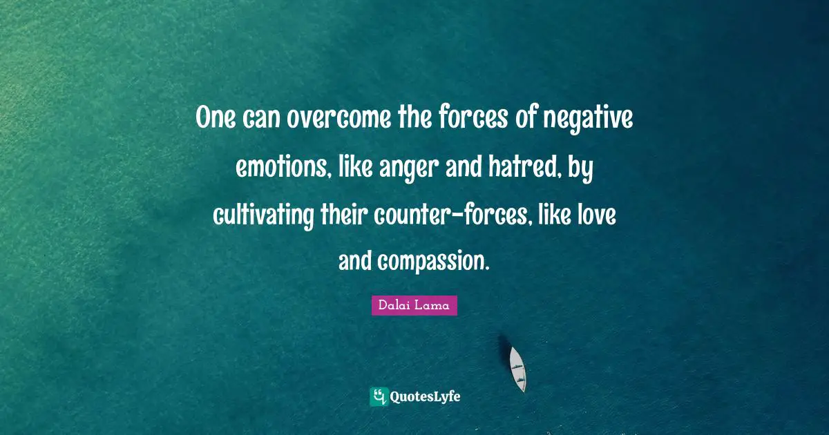 One can overcome the forces of negative emotions, like anger and hatred, by cultivating their counter-forces, like love and compassion.