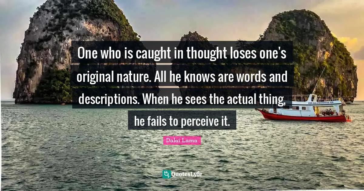 One who is caught in thought loses one's original nature. All he knows are words and descriptions. When he sees the actual thing, he fails to perceive it.