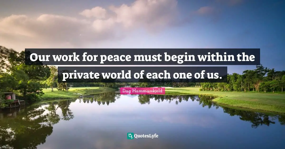 Our work for peace must begin within the private world of each one of us.