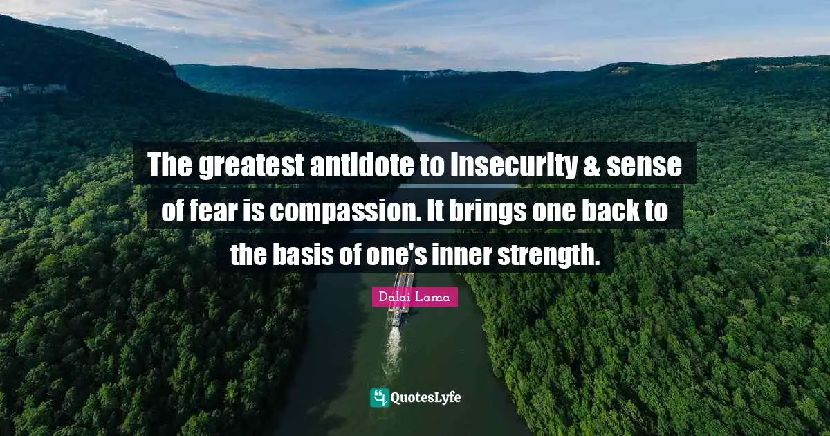 The greatest antidote to insecurity & sense of fear is compassion. It brings one back to the basis of one's inner strength.