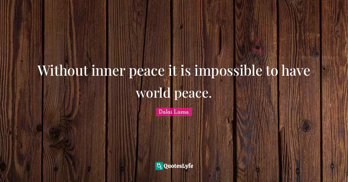 Without inner peace it is impossible to have world peace.