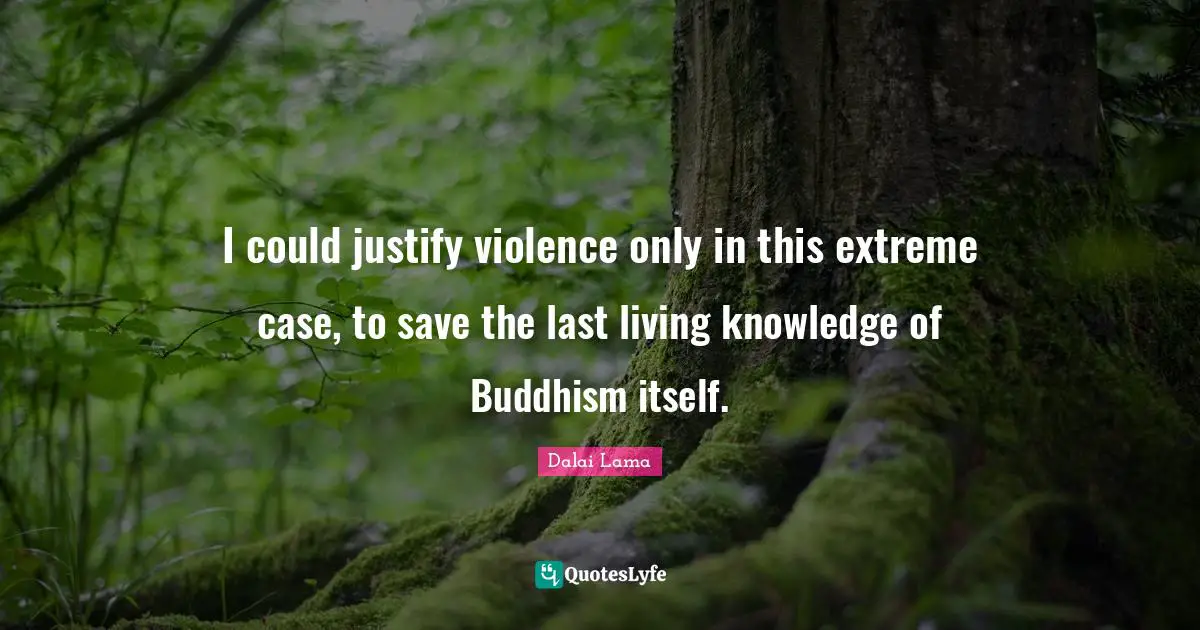 I could justify violence only in this extreme case, to save the last living knowledge of Buddhism itself.