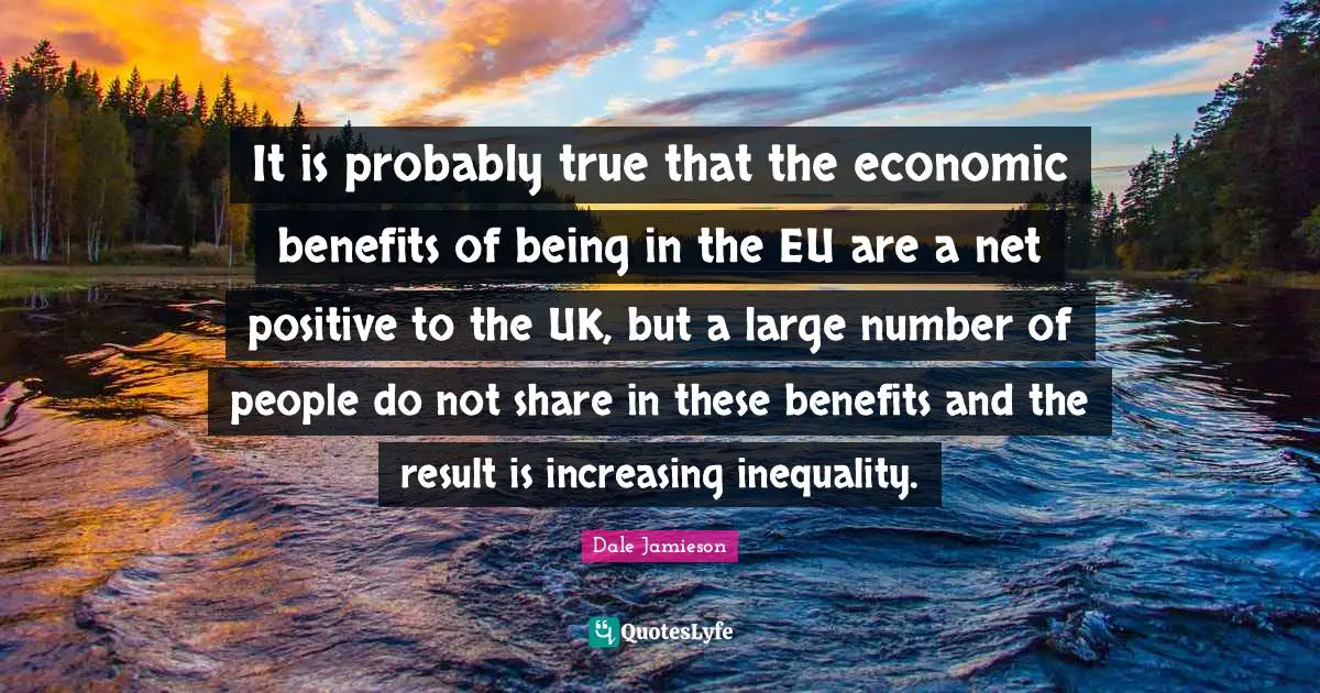 It is probably true that the economic benefits of being in the EU are a net positive to the UK, but a large number of people do not share in these benefits and the result is increasing inequality.