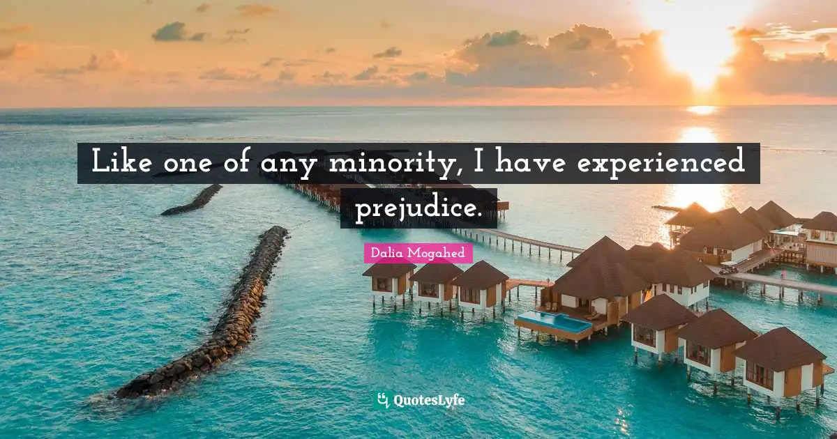 Like one of any minority, I have experienced prejudice.