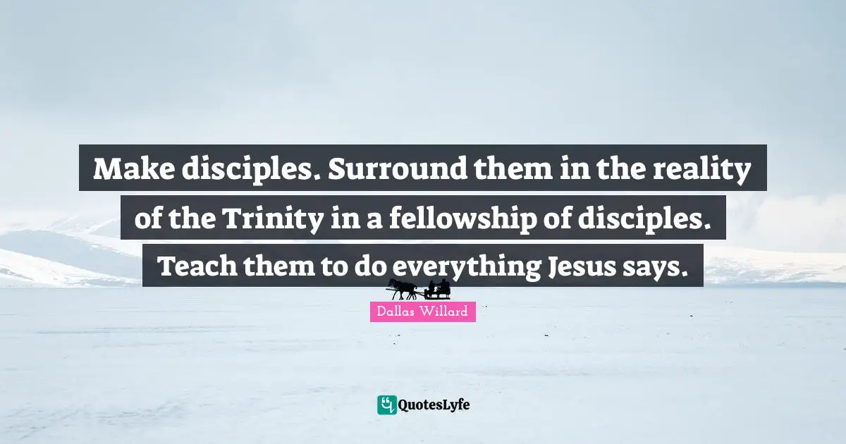 Make disciples. Surround them in the reality of the Trinity in a fellowship of disciples. Teach them to do everything Jesus says.