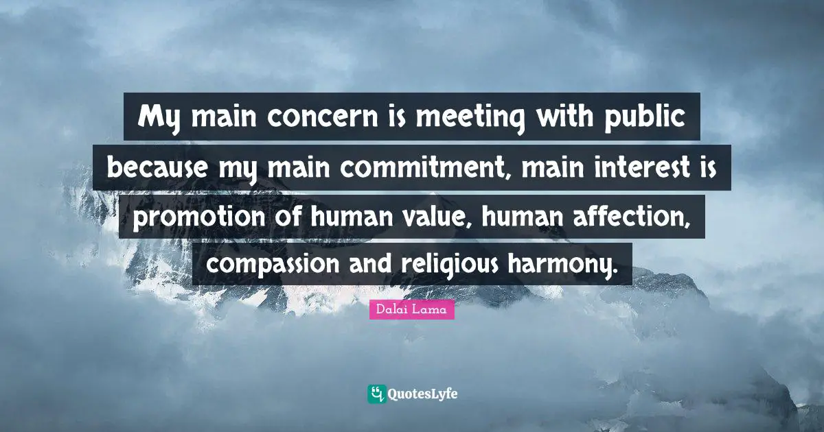 My main concern is meeting with public because my main commitment, main interest is promotion of human value, human affection, compassion and religious harmony.