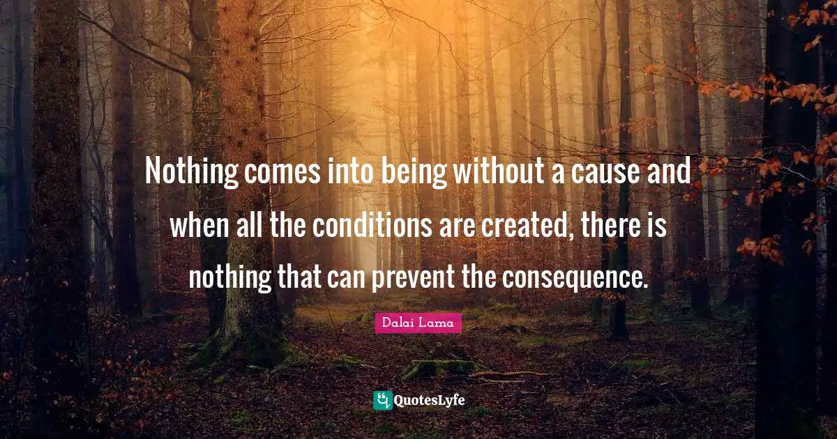 Nothing comes into being without a cause and when all the conditions are created, there is nothing that can prevent the consequence.