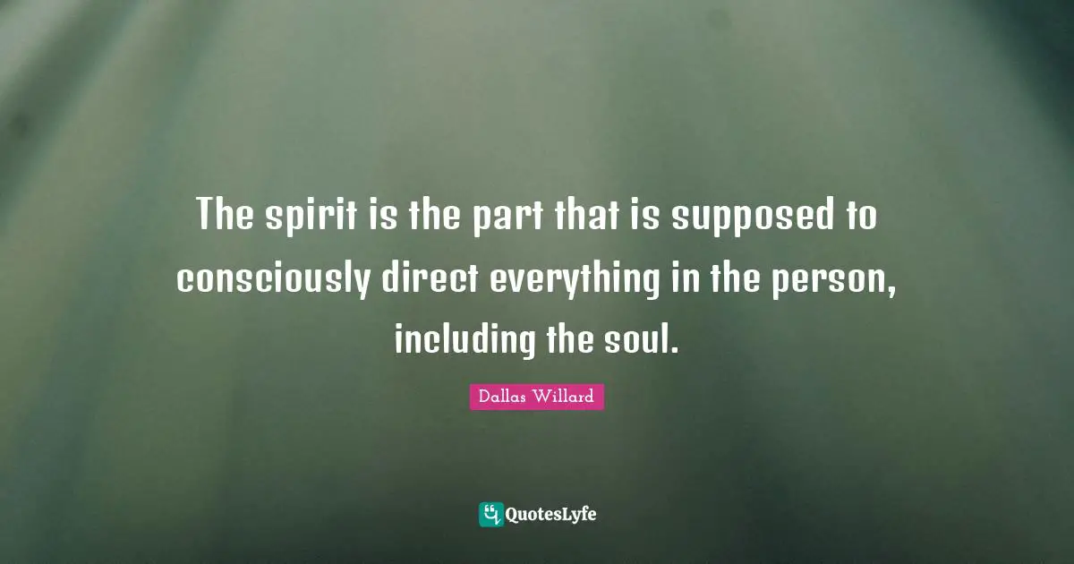 The spirit is the part that is supposed to consciously direct everything in the person, including the soul.
