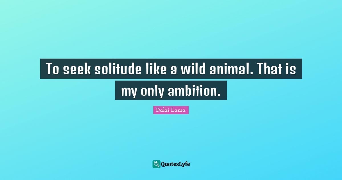 To seek solitude like a wild animal. That is my only ambition.