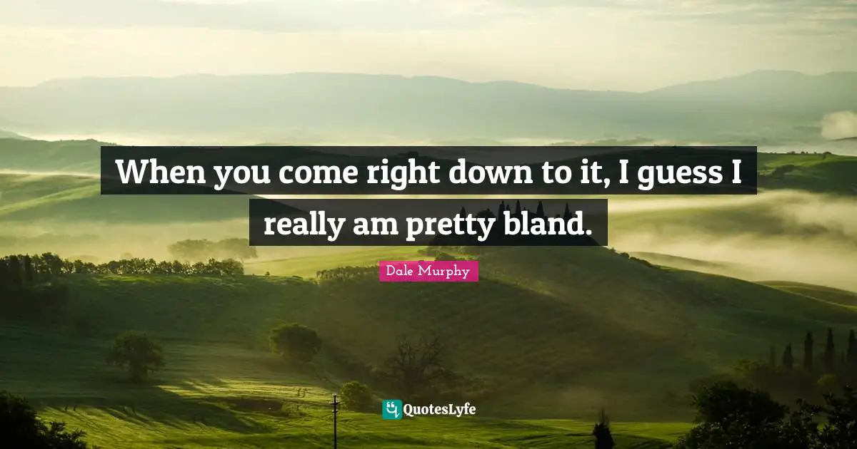 When you come right down to it, I guess I really am pretty bland.