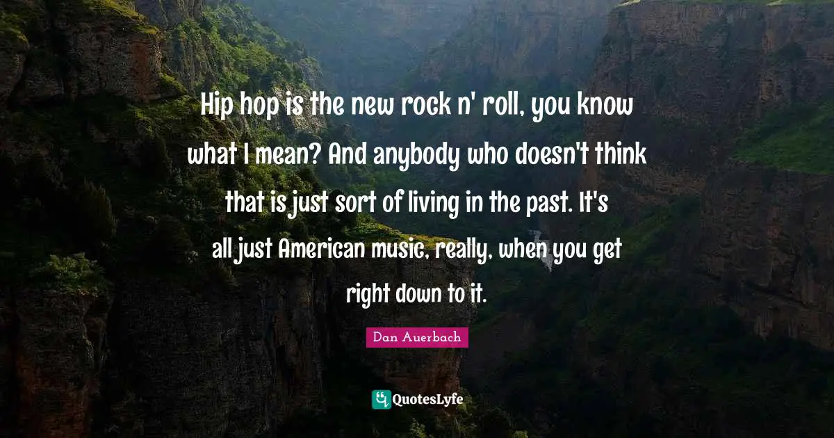Hip hop is the new rock n' roll, you know what I mean? And anybody who doesn't think that is just sort of living in the past. It's all just American music, really, when you get right down to it.