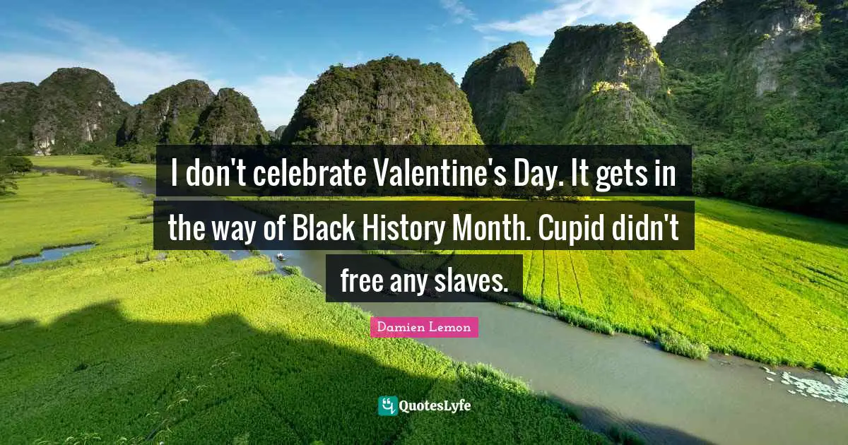I don't celebrate Valentine's Day. It gets in the way of Black History Month. Cupid didn't free any slaves.