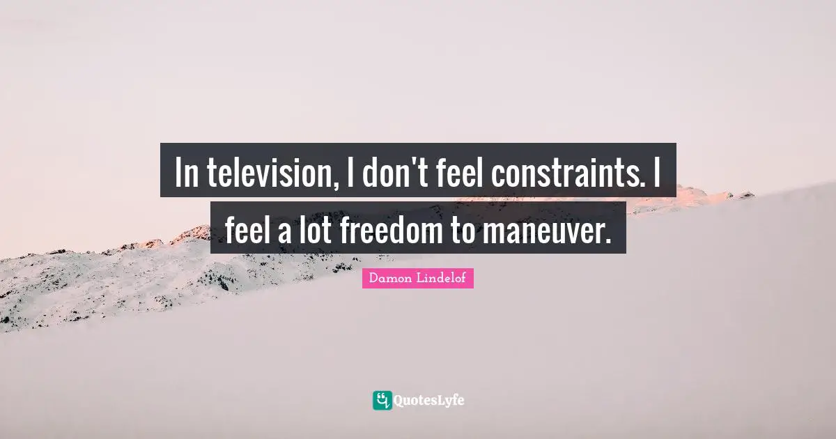 In television, I don't feel constraints. I feel a lot freedom to maneuver.