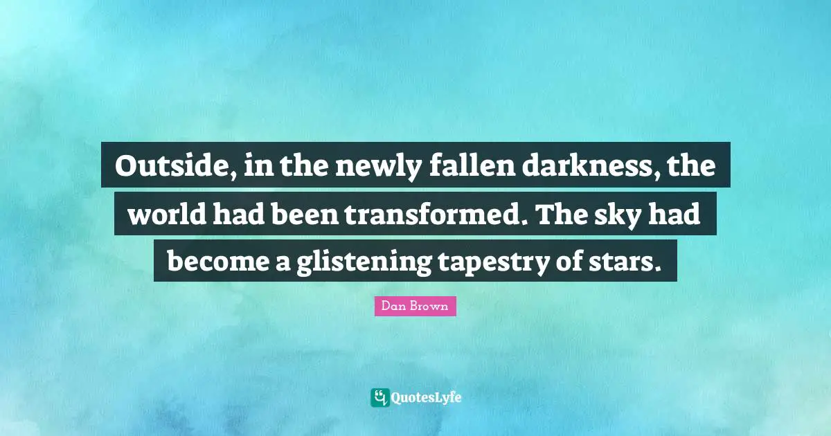 Outside, in the newly fallen darkness, the world had been transformed. The sky had become a glistening tapestry of stars.