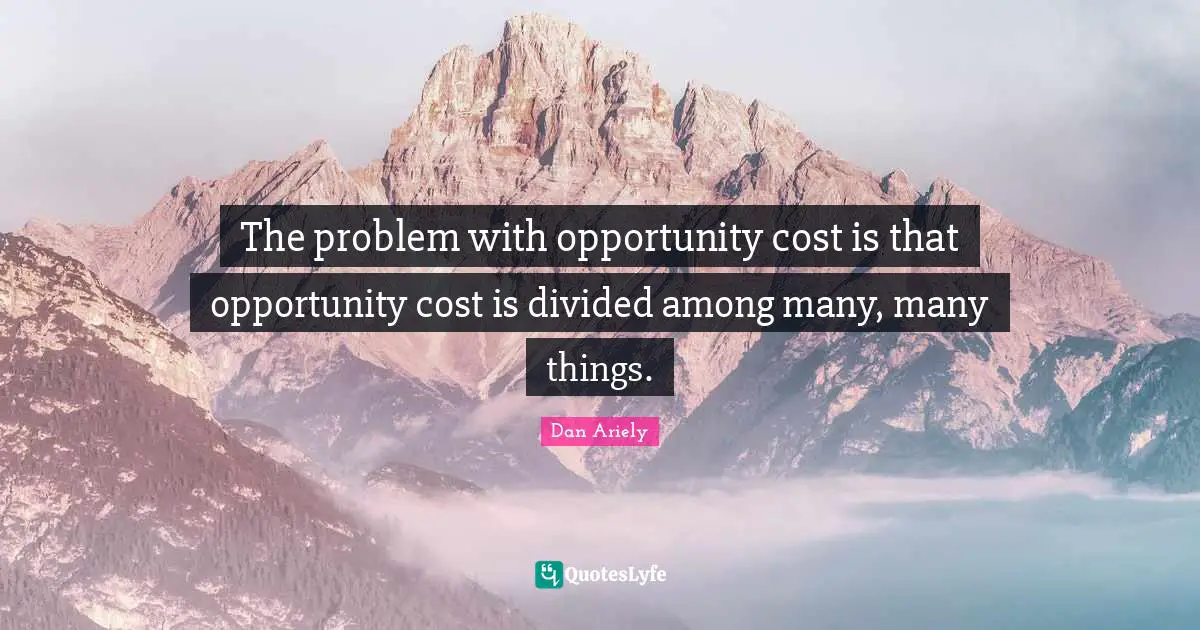 The problem with opportunity cost is that opportunity cost is divided among many, many things.