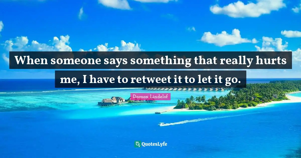 When someone says something that really hurts me, I have to retweet it to let it go.