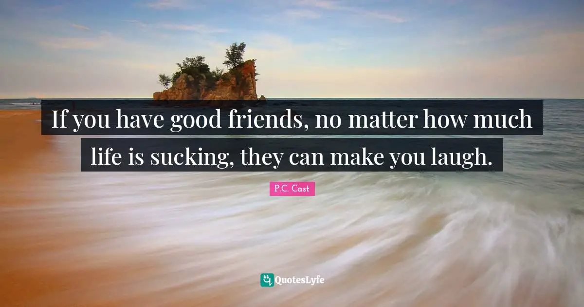 If you have good friends, no matter how much life is sucking, they can make you laugh.