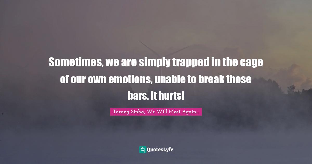 Sometimes, we are simply trapped in the cage of our own emotions, unable to break those bars. It hurts!