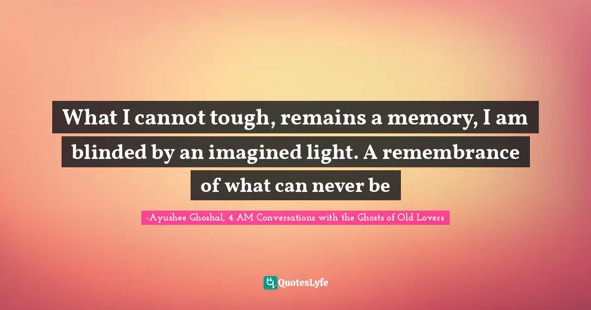Delusions Quotes: "What I cannot tough, remains a memory, I am blinded by an imagined light. A remembrance of what can never be"