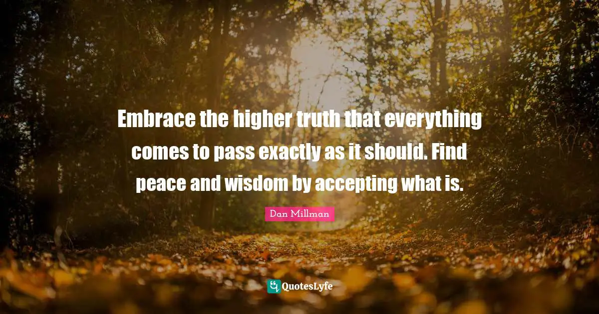 Embrace the higher truth that everything comes to pass exactly as it should. Find peace and wisdom by accepting what is.
