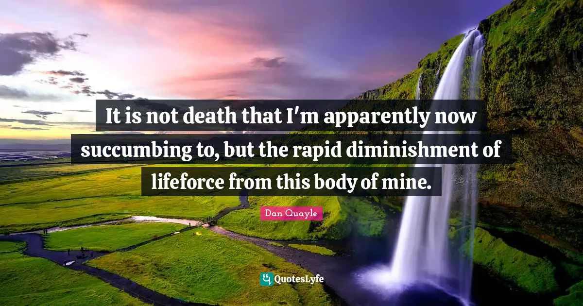 It is not death that I'm apparently now succumbing to, but the rapid diminishment of lifeforce from this body of mine.