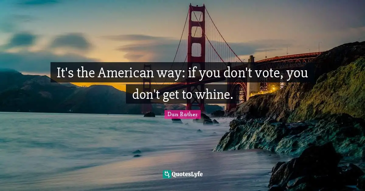 It's the American way: if you don't vote, you don't get to whine.