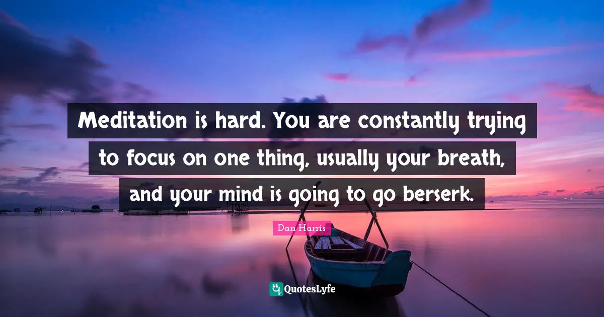 Meditation is hard. You are constantly trying to focus on one thing, usually your breath, and your mind is going to go berserk.