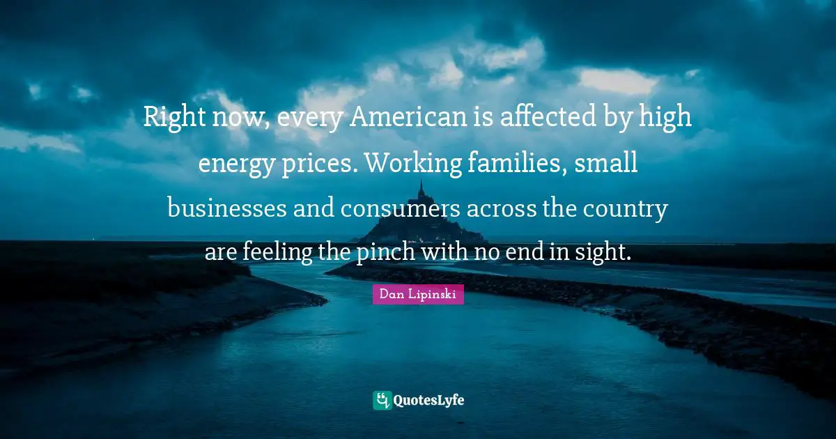 Right now, every American is affected by high energy prices. Working families, small businesses and consumers across the country are feeling the pinch with no end in sight.