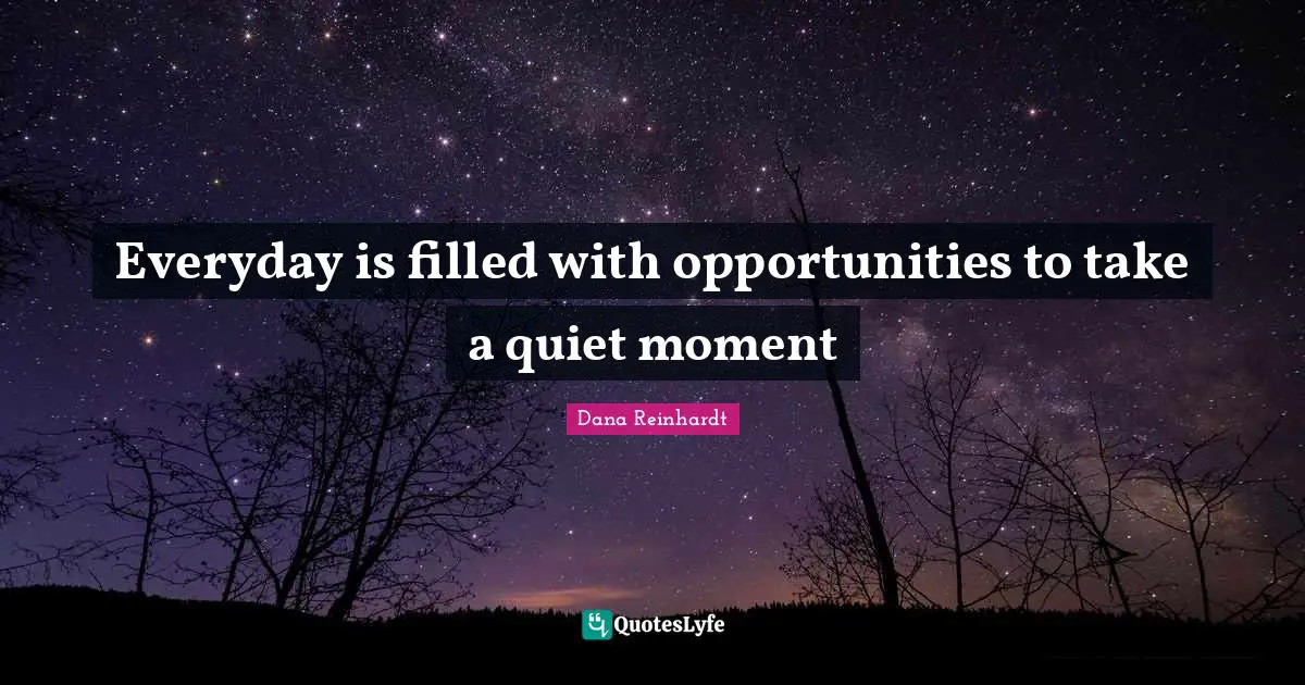 Everyday is filled with opportunities to take a quiet moment