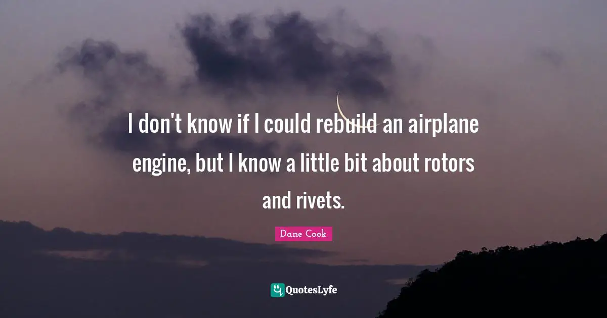I don't know if I could rebuild an airplane engine, but I know a little bit about rotors and rivets.