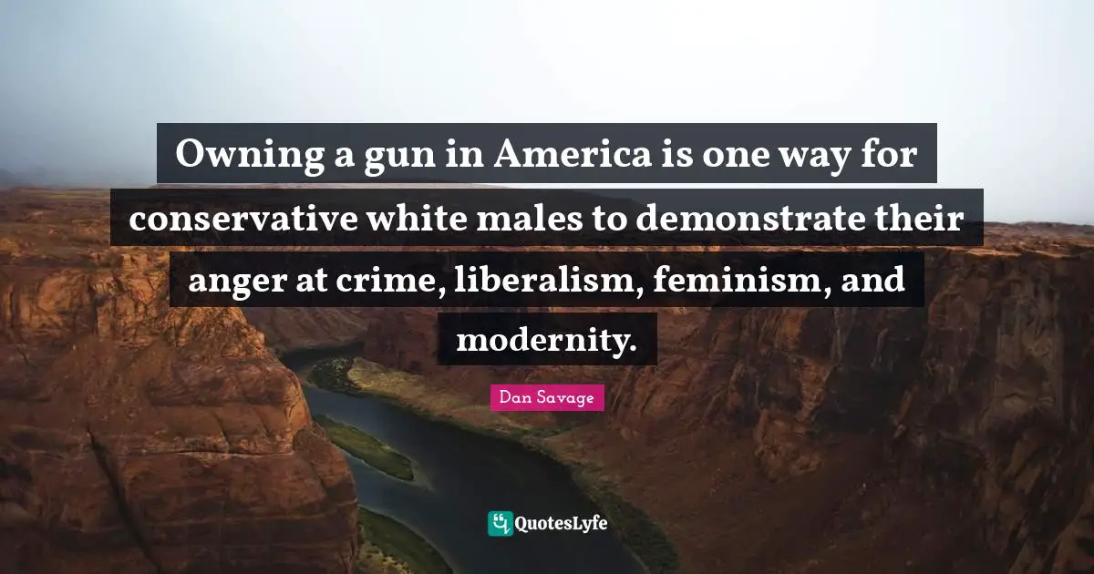 Owning a gun in America is one way for conservative white males to demonstrate their anger at crime, liberalism, feminism, and modernity.
