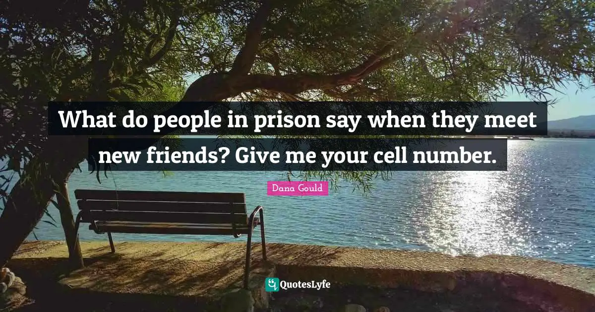 Dana Gould Quotes: "What do people in prison say when they meet new friends? Give me your cell number."