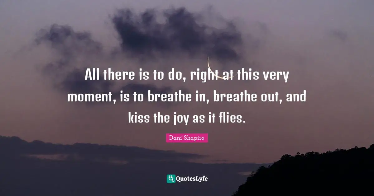 All there is to do, right at this very moment, is to breathe in, breathe out, and kiss the joy as it flies.