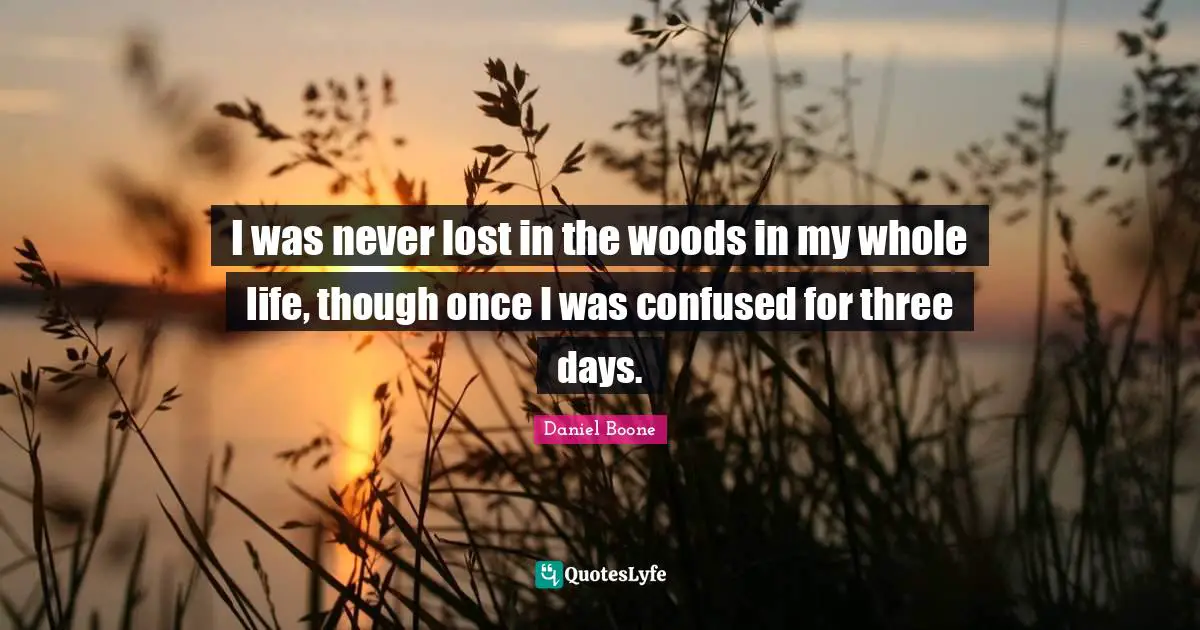I was never lost in the woods in my whole life, though once I was confused for three days.