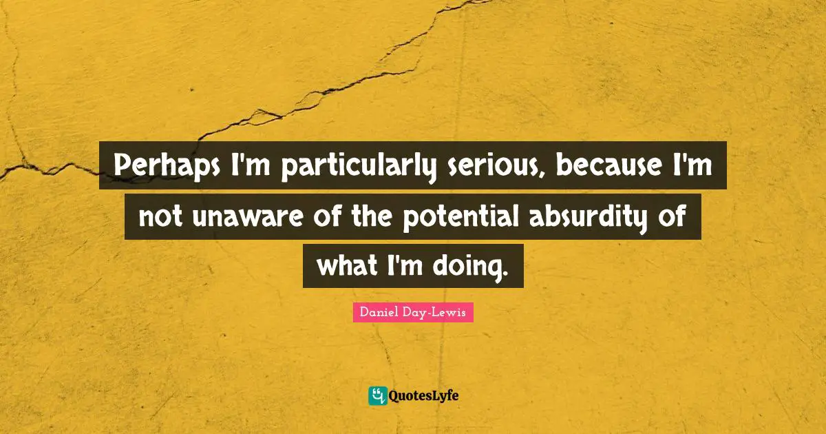 Perhaps I'm particularly serious, because I'm not unaware of the potential absurdity of what I'm doing.