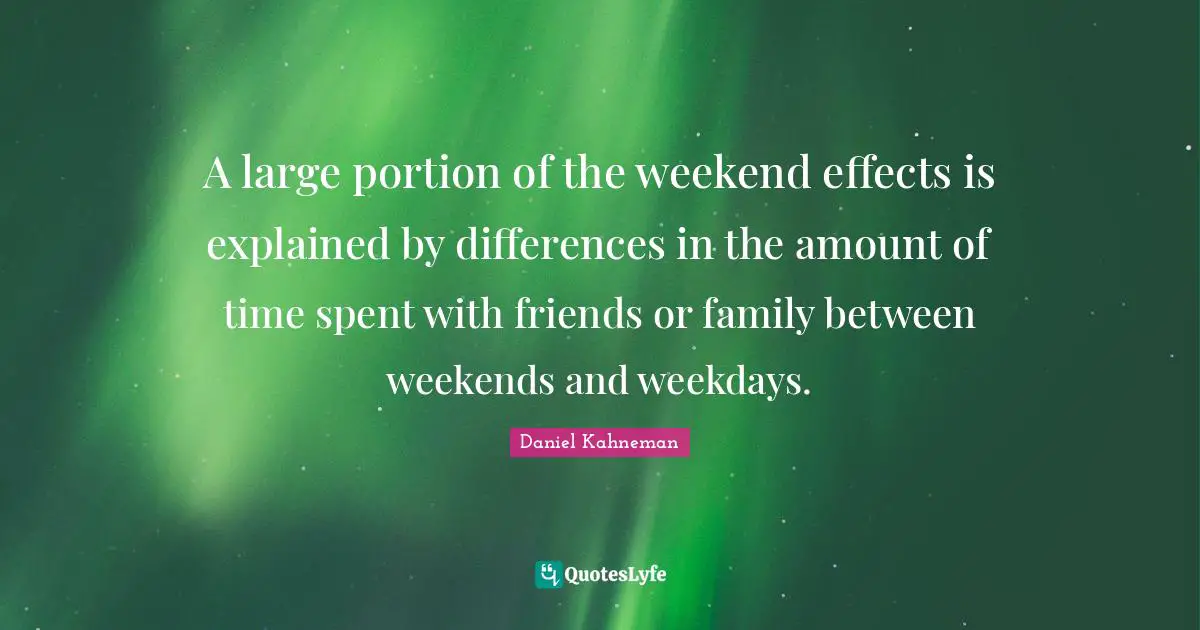 A large portion of the weekend effects is explained by differences in the amount of time spent with friends or family between weekends and weekdays.
