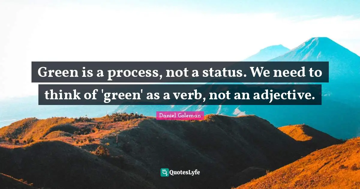 Green is a process, not a status. We need to think of 'green' as a verb, not an adjective.