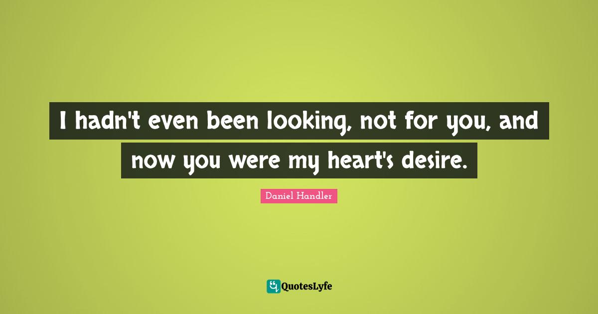 I hadn't even been looking, not for you, and now you were my heart's desire.
