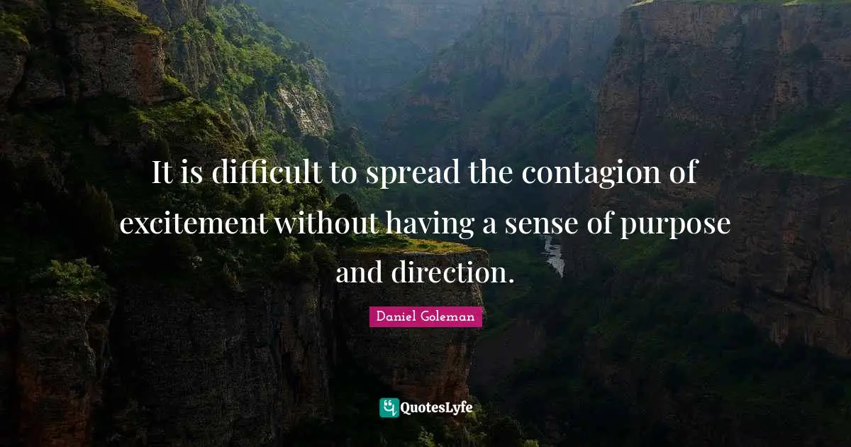 It is difficult to spread the contagion of excitement without having a sense of purpose and direction.
