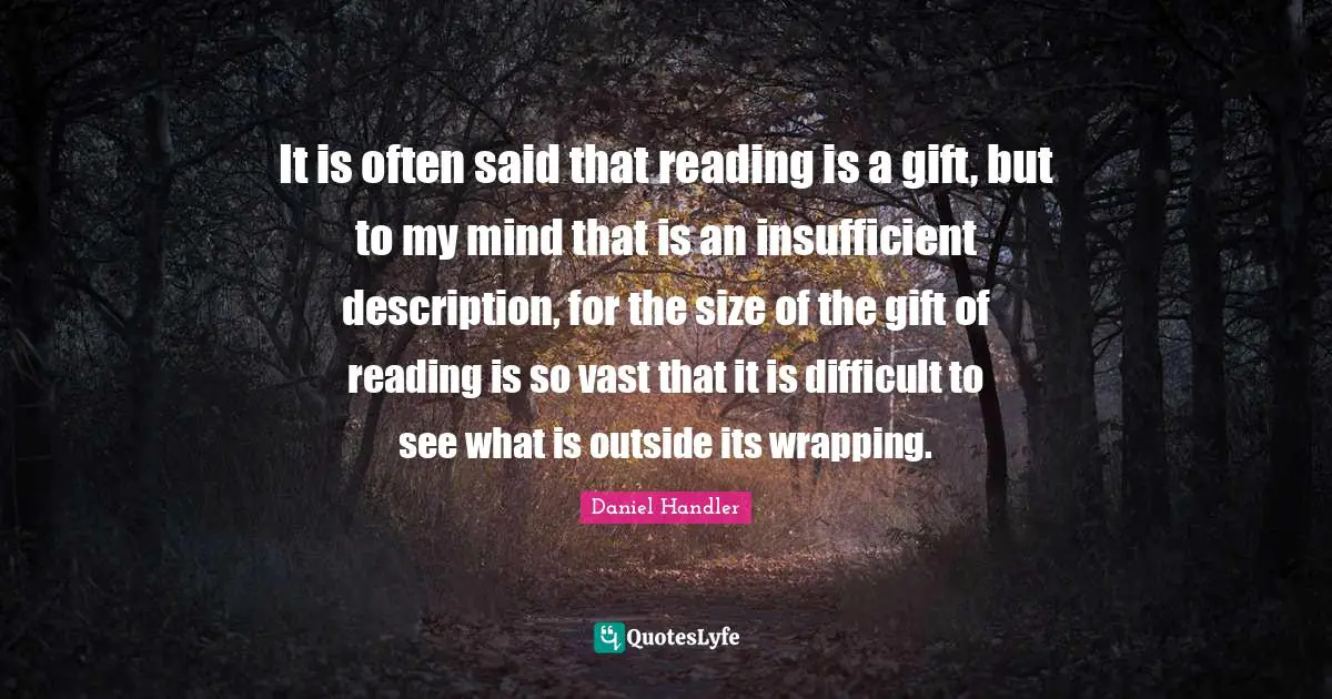 Wrapping Quotes: "It is often said that reading is a gift, but to my mind that is an insufficient description, for the size of the gift of reading is so vast that it is difficult to see what is outside its wrapping."