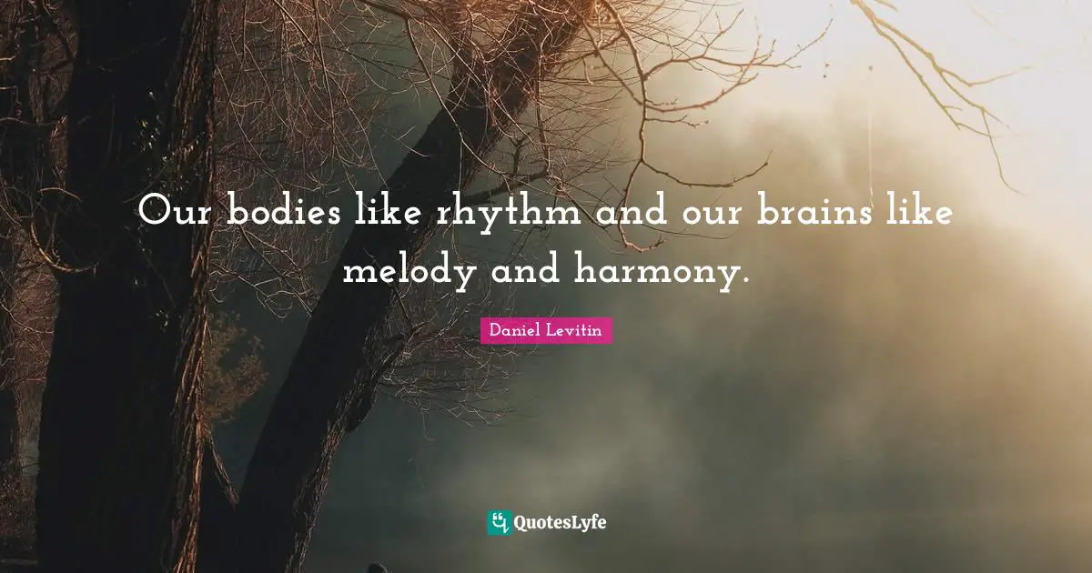 Daniel Levitin Quotes: "Our bodies like rhythm and our brains like melody and harmony."