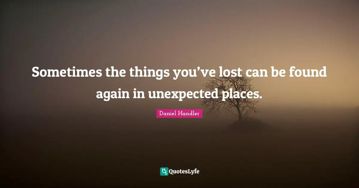 Daniel Handler Quotes: "Sometimes the things you’ve lost can be found again in unexpected places."