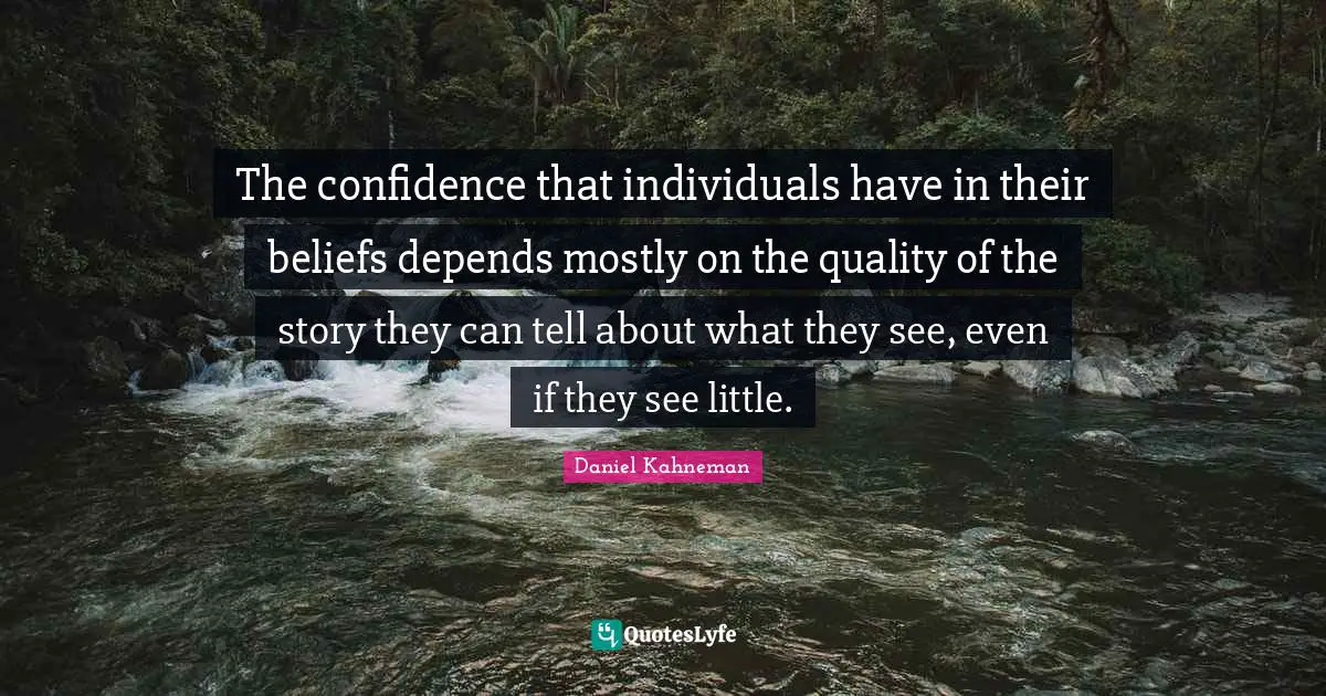 The confidence that individuals have in their beliefs depends mostly on the quality of the story they can tell about what they see, even if they see little.