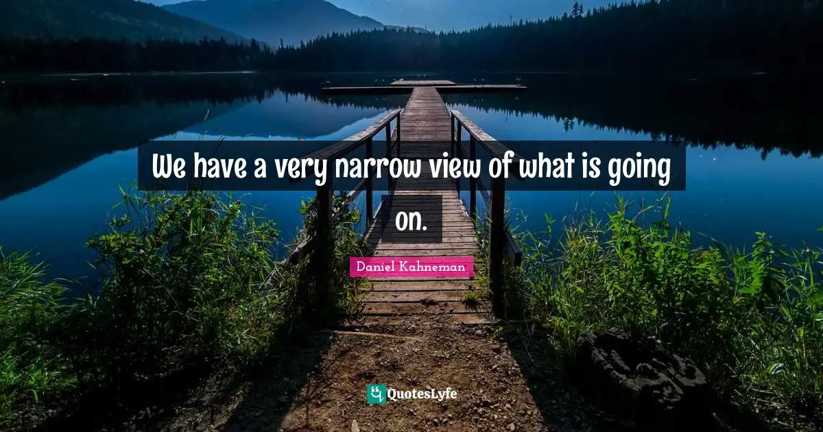 We have a very narrow view of what is going on.