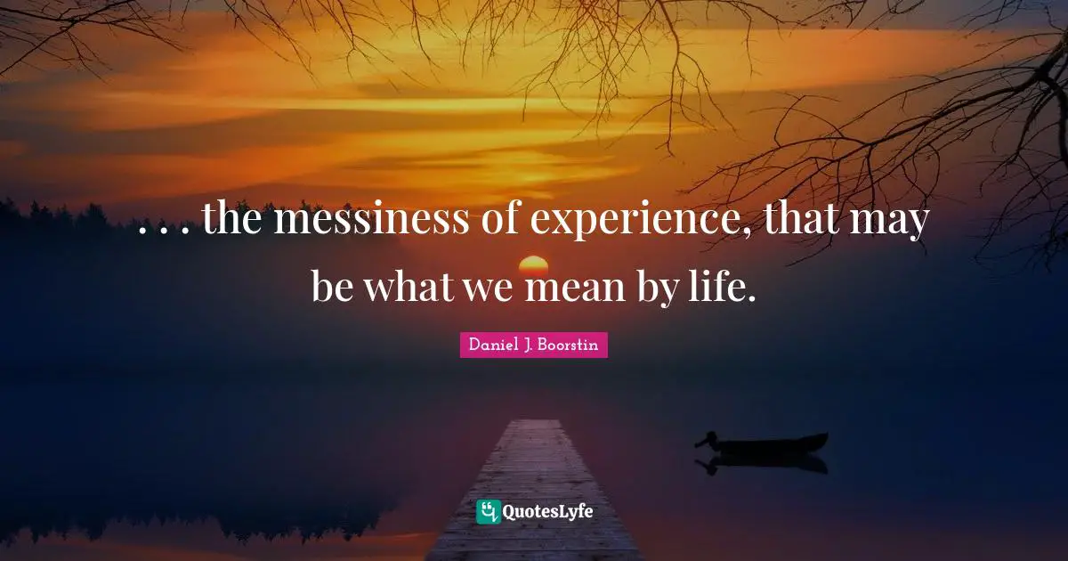 Messiness Quotes: ". . . the messiness of experience, that may be what we mean by life."