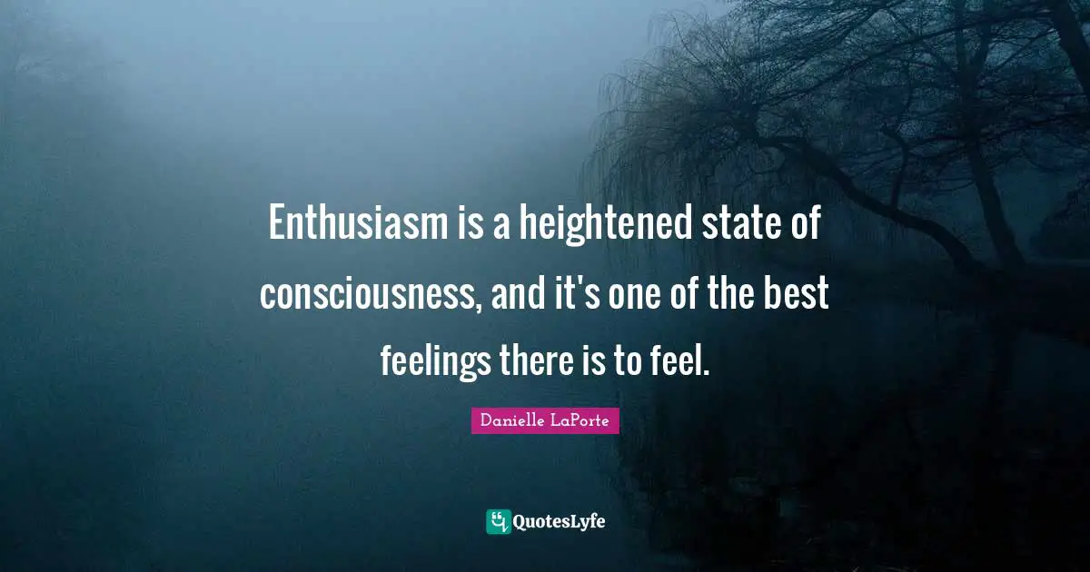 Enthusiasm is a heightened state of consciousness, and it's one of the best feelings there is to feel.
