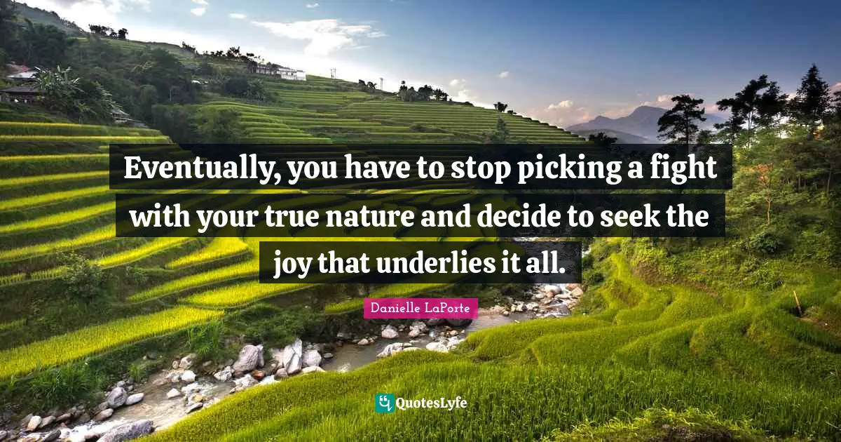 True Nature Quotes: "Eventually, you have to stop picking a fight with your true nature and decide to seek the joy that underlies it all."